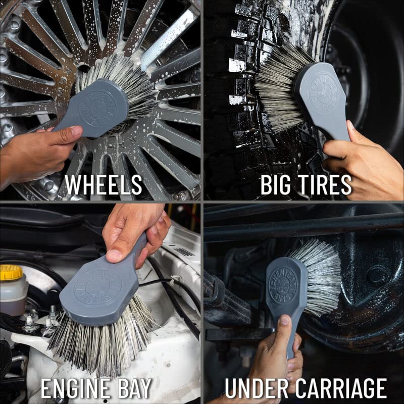 Chemical Guys ACCG09 Wheel Works Medium Duty Wheel & Body Brush, (Safe for Cars, Trucks, SUVs, RVs, Motorcycles, & More) Gray - Image 2