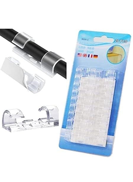 Pamidhar Pamidhar Wire Organizer Cable Management Clips Cord Hook with Improved Stronger Adhesive Tape Cable Manager Wire Keeper Clamp Wire Clips for Cable Wire Holders Clips for Wall 20 Pcs  - Image 1