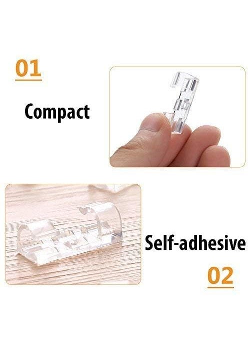 Pamidhar Pamidhar Wire Organizer Cable Management Clips Cord Hook with Improved Stronger Adhesive Tape Cable Manager Wire Keeper Clamp Wire Clips for Cable Wire Holders Clips for Wall 20 Pcs  - Image 2