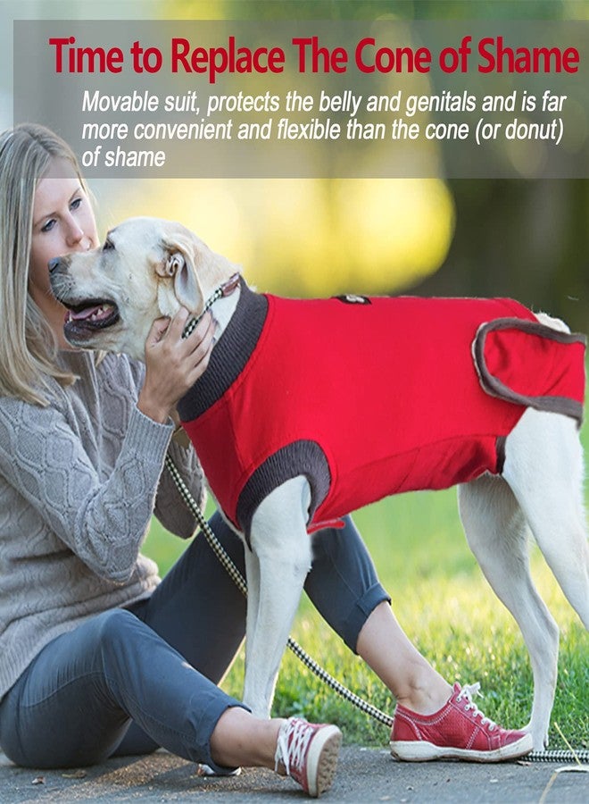 ETIAL Red L Dog Recovery Suit - After Surgery Cone Alternative for Female & Male Dogs - Image 2