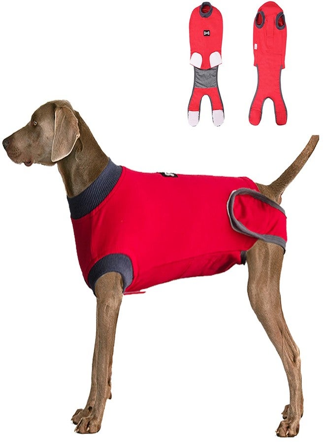 ETIAL Red L Dog Recovery Suit - After Surgery Cone Alternative for Female & Male Dogs - Image 1