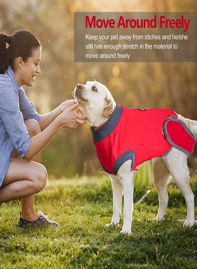 ETIAL Red L Dog Recovery Suit - After Surgery Cone Alternative for Female & Male Dogs - Image 3