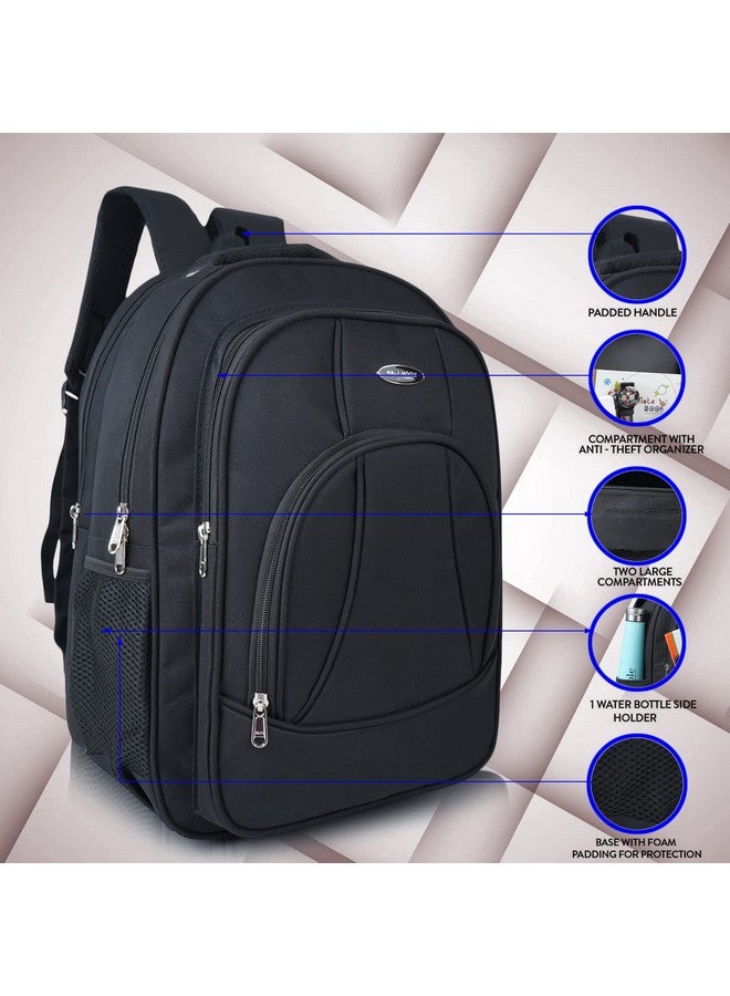 Half Moon 37L Water Resistant School/Office/Busines Backpack for Men Women Boys & Girls (Black) - Image 2
