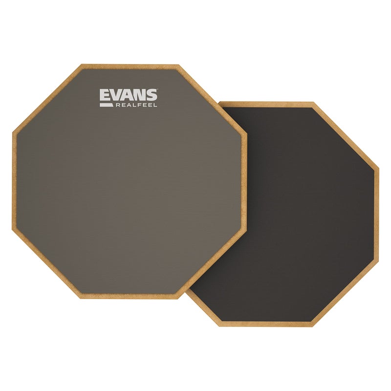 Evans RealFeel - Drum Practice Pad - Drum Pad - Drummer Practice Pad - Gum Rubber & Neoprene, 2 Sided, 6 Inch,Grey - Image 1