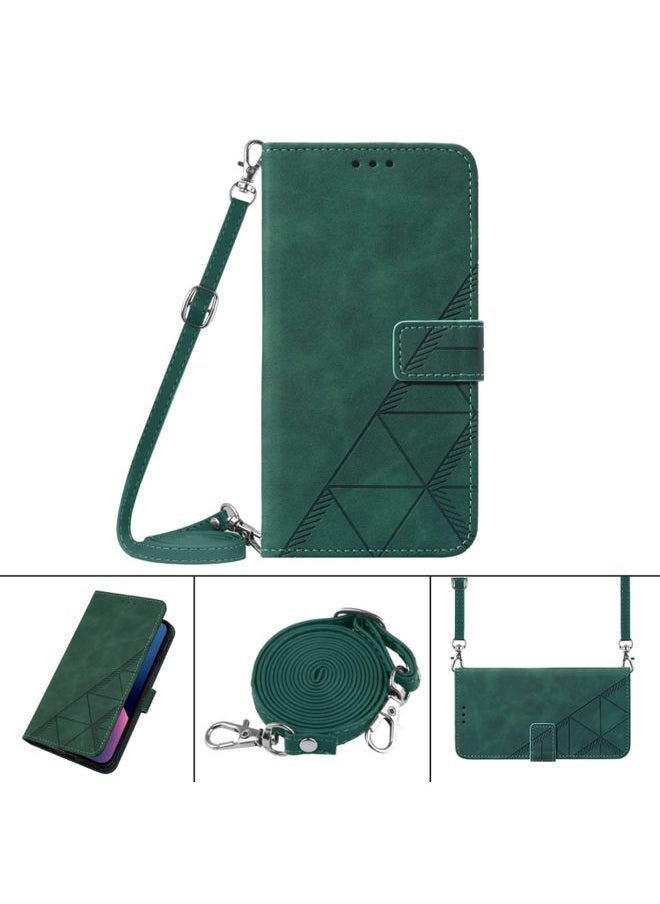 HuHa - Case Cover For For Infinix Hot 10 Lite / Smart 5 Crossbody 3D Embossed Flip Leather Phone Case(Dark Green) - Image 1