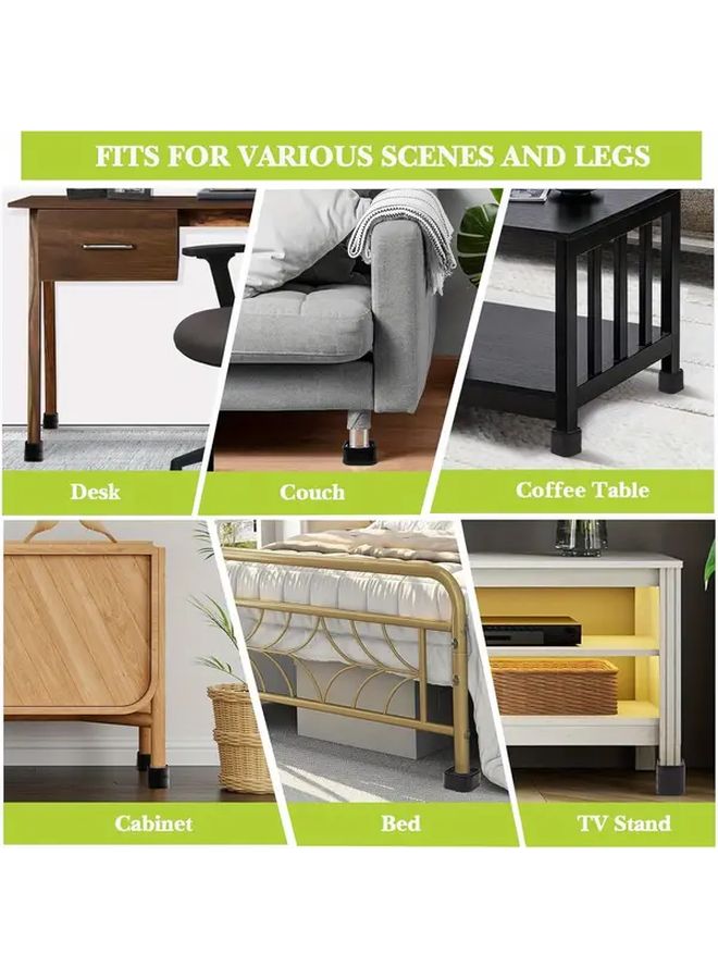 8 Pcs Black Adjustable Furniture Risers Heavy Duty Stackable Plastic Lifts For Bed Desk Couch - Image 2