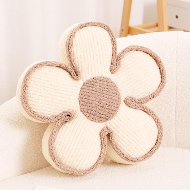 Kcvvcr Flower Pillow Soft Shaped Floor Cushion Decorative Throw Pillow Seating Cushion Plush Room Decor Pillows for Sofa Couch Bed 137 Inch Ivory