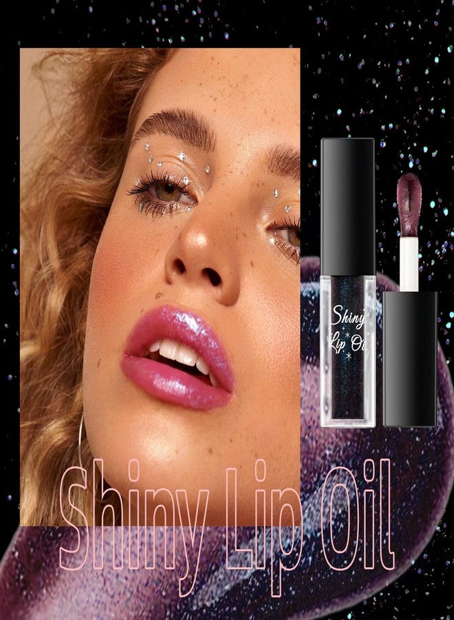Easilydays Black Color Changing Lip Oil, Magic Shimmer Tinted Lip Gloss Plumping Glitter Big Brush Ph Changing Lip Oil, Longlasting Nourishing Lip Glow Oil Non-Sticky Lip Balm for Lip Care&Dry Lips - Image 2