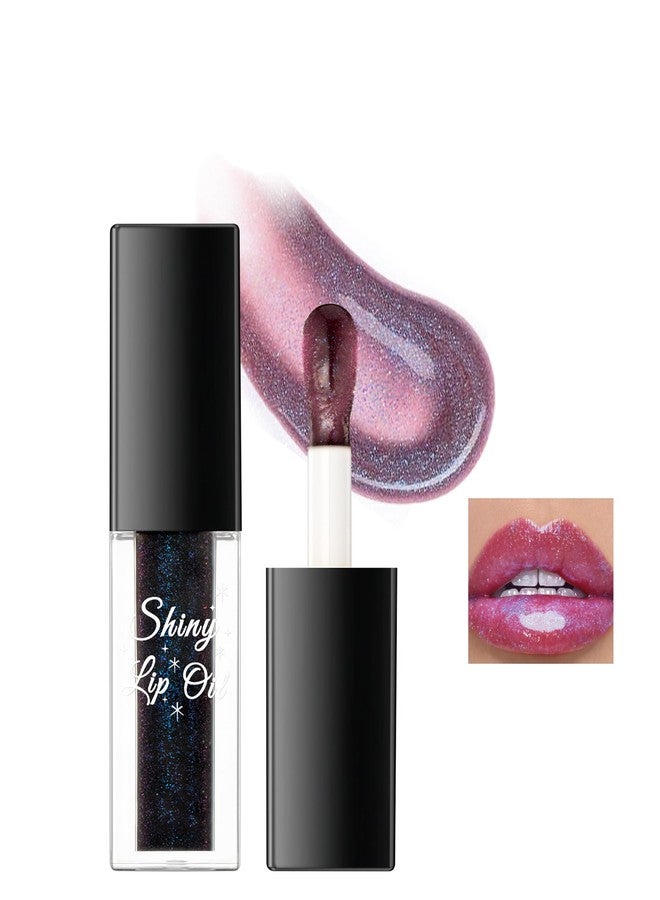 Easilydays Black Color Changing Lip Oil, Magic Shimmer Tinted Lip Gloss Plumping Glitter Big Brush Ph Changing Lip Oil, Longlasting Nourishing Lip Glow Oil Non-Sticky Lip Balm for Lip Care&Dry Lips - Image 1