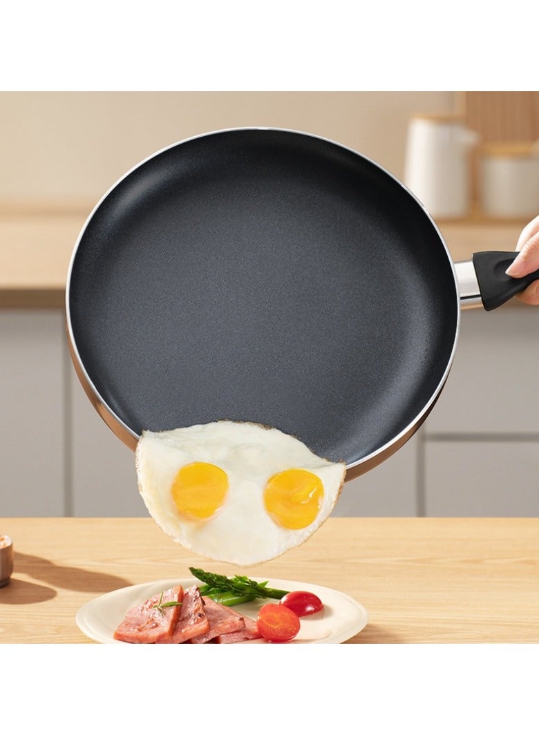 مقلاة ألمنيوم 28×7.5 سم، أحمر (سطح غير لاصق، طهي موفر للطاقة، متوافق مع المواقد الكهربائية والسيراميك الزجاجي والغاز والحث | مقابض بلمسة نهائية خشبية، أغطية زجاجية مقواة، خالية من حمض بيرفلورو الأوكتانويك | مقلاة مع غطاء مقلاة شواء أدوات المطبخ) - Image 3