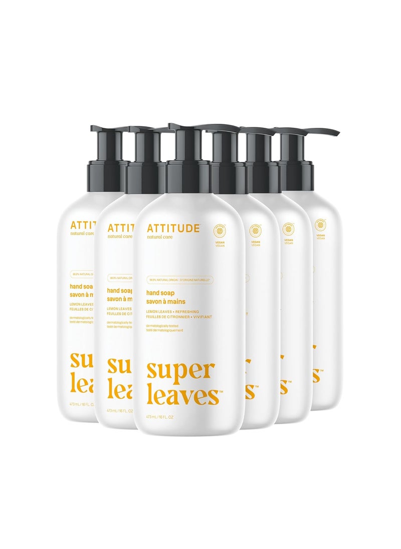 Attitude ATTITUDE Liquid Hand Soap EWG Verified Plant and MineralBased Vegan Personal Care Products Lemon Leaves 16 Fl Oz Pack of 6 