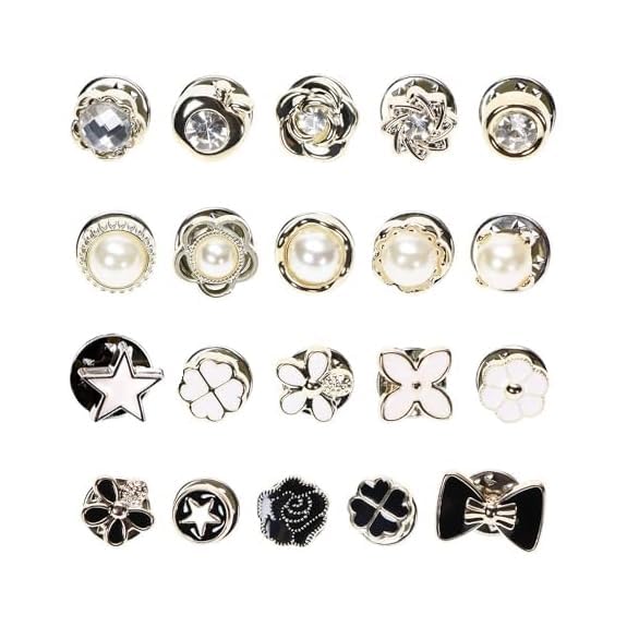 ARLICORPING 20Pcs Women Shirt Brooch Pearl No Sew Button Pins Instant Jeans Safety Pin - Image 1