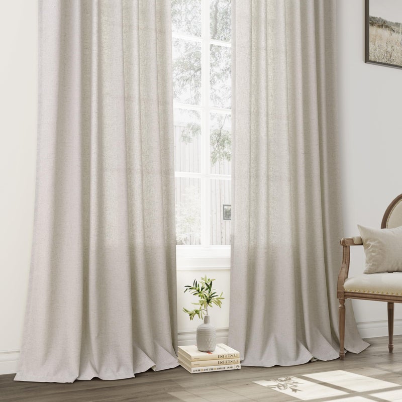 Aersas Silver Pinch Pleat Linen Curtains 96 Inch Length 2 Panels Set for Bedroom Dinging Room Semi Sheer Boho Farmhouse Neutral Window Curtains 96 Inches Long for Living Room Nursery 40x96 - Image 5