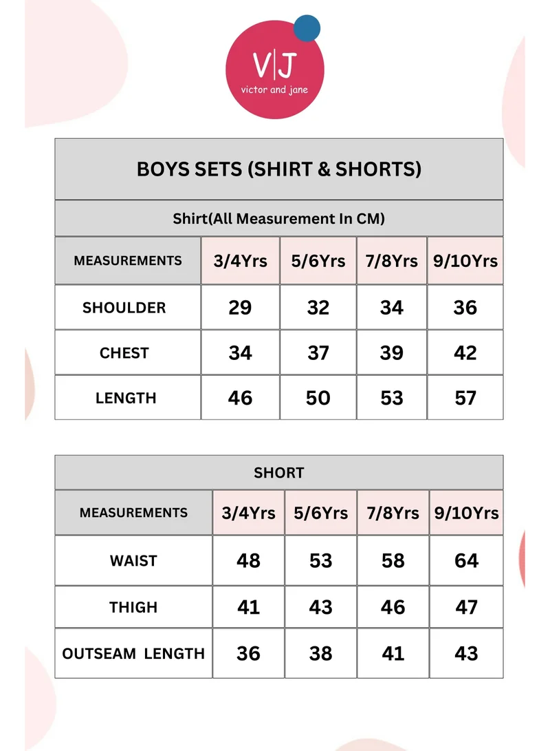 victor and jane Victor and Jane 2-Piece Printed Short Sleeves Shirt with Shorts