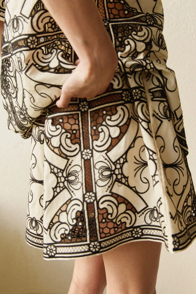 H&M Embroidered paper bag shorts