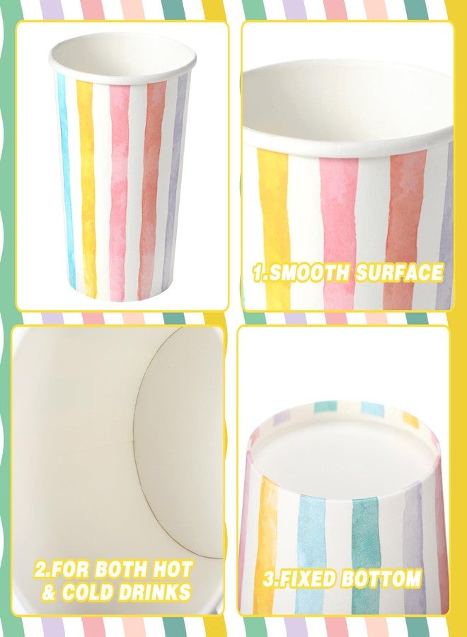 Funtery 100 Pcs 9 oz Paper Cups Multicolor Disposable Paper Cups Designed Hot Cocoa Tumbler Family Party Supplies for Hot Cold Drinks Coffee Holidays Celebration (Fresh Style) - Image 3