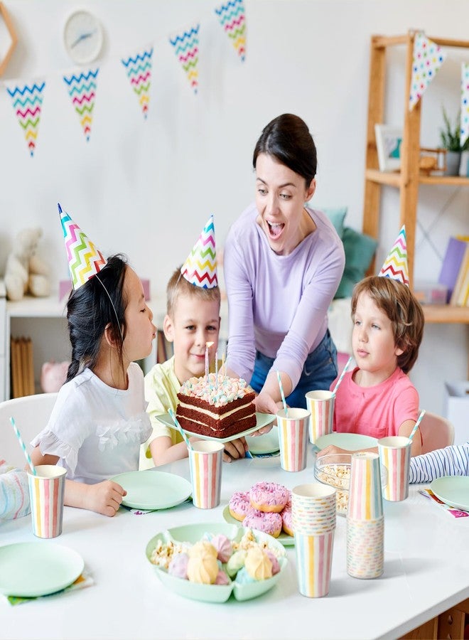 Funtery 100 Pcs 9 oz Paper Cups Multicolor Disposable Paper Cups Designed Hot Cocoa Tumbler Family Party Supplies for Hot Cold Drinks Coffee Holidays Celebration (Fresh Style) - Image 4