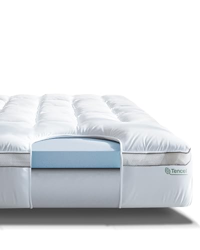 ViscoSoft 4 Inch Pillow Top Memory Foam Mattress Topper Queen  Cooling Hybrid Lux Dual Layer Mattress Pad  CertiPurUS Certified