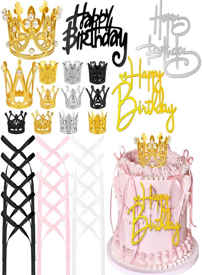 SPFYunion 30 PCS Crown Cake Topper Cake Decorations for Women Princess Cake Decoration Tiara Cake Topper Birthday Princess Cake Topper Mini Crown Cake Topper Multi Sized Tiara Party Birthday Wedding Anniversary - Image 1
