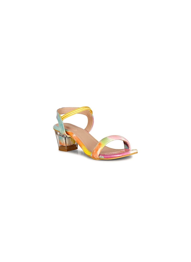 Premium Synthetic Printed Stylish Block Heels Sandals for Women & Girls - Image 1