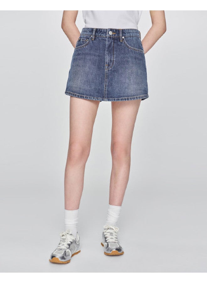 لي 25ss كلاسيكي جديد تصميم بخمس جيوب أزرق تنورة الدنيم النسائية موضة - Image 1