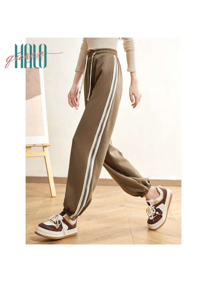 HALOQUEEN Halo Queen Women's Casual Pants With Drawstring Elastic Waist, Striped Contrasting Color, Tapered Leg, Loose Comfortable Sweatpants, New Product H143r1009 - Image 2