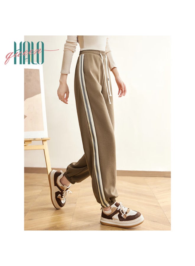 HALOQUEEN Halo Queen Women's Casual Pants With Drawstring Elastic Waist, Striped Contrasting Color, Tapered Leg, Loose Comfortable Sweatpants, New Product H143r1009 - Image 3