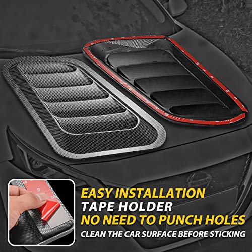 KaTur 1 Pair Universal Car ABS Decorative Air Flow Intake Scoop Turbo Bonnet Vent Cover Hood (Carbon Fiber) - Image 4