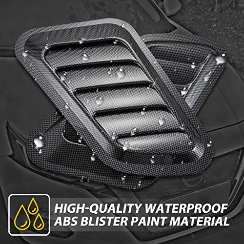 KaTur 1 Pair Universal Car ABS Decorative Air Flow Intake Scoop Turbo Bonnet Vent Cover Hood (Carbon Fiber) - Image 3