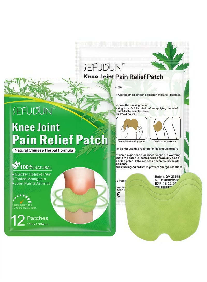 Sefudun 12 Pieces of Mugwort Knee Patches for Quick Relief of Joint Pain, with a Pad Style Design That Fits the Joints More Comfortably - Image 1