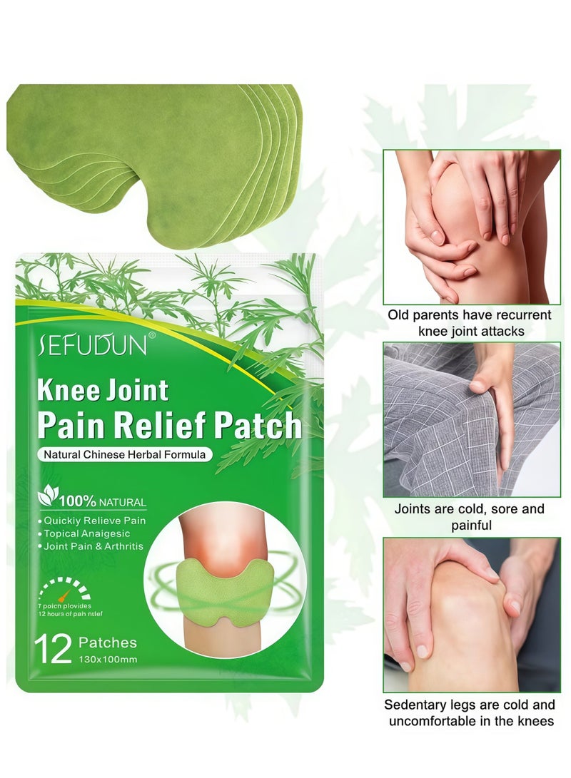 Sefudun 12 Pieces of Mugwort Knee Patches for Quick Relief of Joint Pain, with a Pad Style Design That Fits the Joints More Comfortably - Image 2