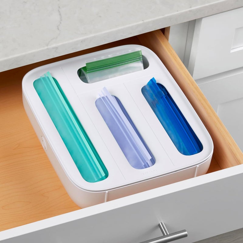 YouCopia StoraBag Plastic Sandwich Bag Organizer for Kitchen Storage, 4-Slot, White - Image 5