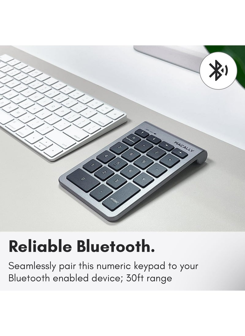 MACALLY Macally 22 Keys Bluetooth Wireless Number Pad for Laptop and Desktop -10 Key Bluetooth Numeric Keypad with Arrow Keys for Easy Data Entry - Number Keypad for MacBook Pro Air, iMac, Apple, iPhone, iPad  - Image 2
