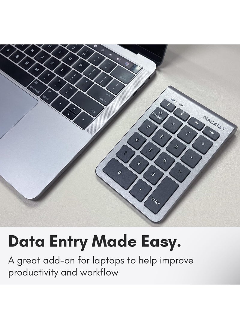MACALLY Macally 22 Keys Bluetooth Wireless Number Pad for Laptop and Desktop -10 Key Bluetooth Numeric Keypad with Arrow Keys for Easy Data Entry - Number Keypad for MacBook Pro Air, iMac, Apple, iPhone, iPad  - Image 4