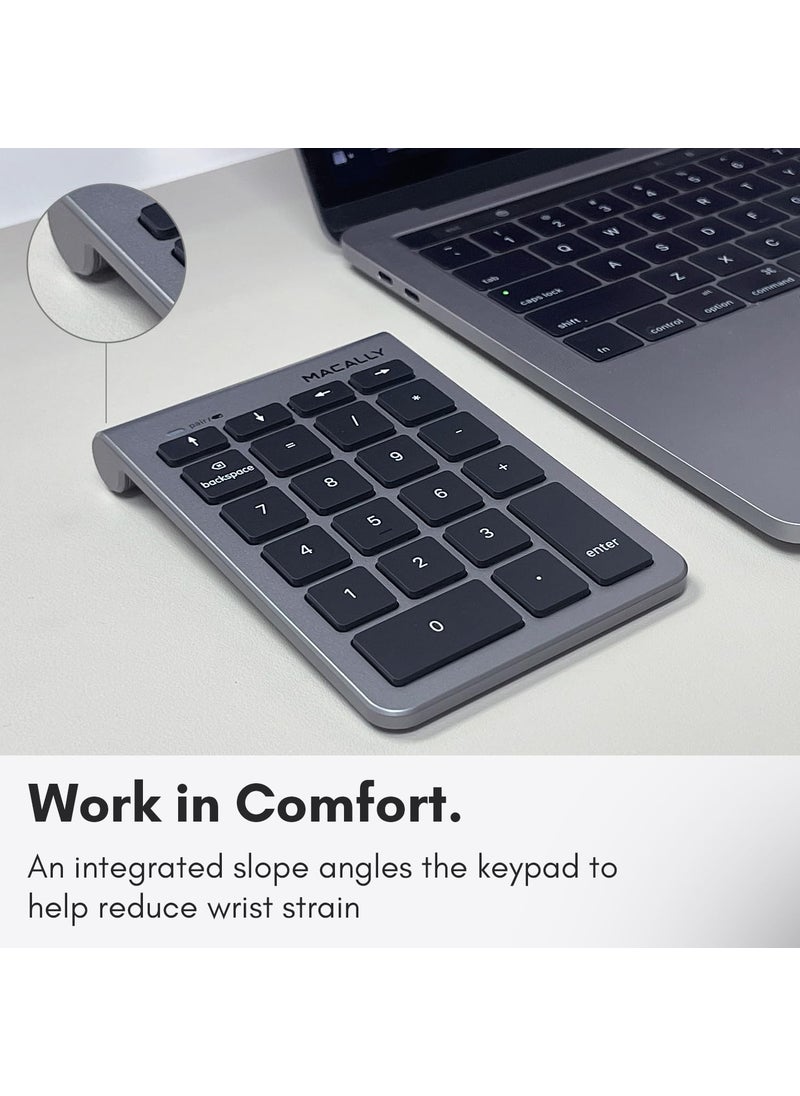 MACALLY Macally 22 Keys Bluetooth Wireless Number Pad for Laptop and Desktop -10 Key Bluetooth Numeric Keypad with Arrow Keys for Easy Data Entry - Number Keypad for MacBook Pro Air, iMac, Apple, iPhone, iPad  - Image 5
