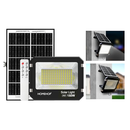 Homehop Solar Light Outdoor Home Waterproof 150 Watt Wireless Automatic Flood Led Wall Lamp for Pathway, Garden,Balcony,Lawn,Patio (10 Ah,ABS, Cool White) - Image 1