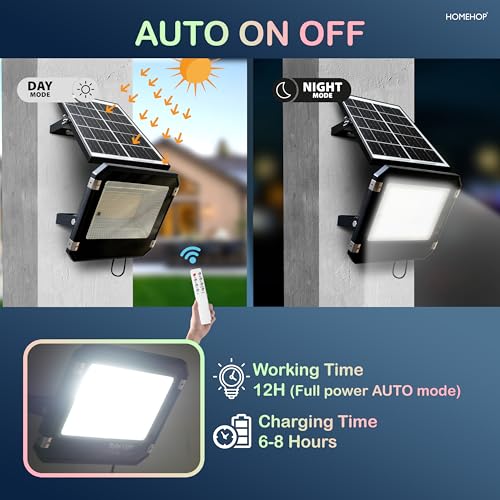 Homehop Solar Light Outdoor Home Waterproof 150 Watt Wireless Automatic Flood Led Wall Lamp for Pathway, Garden,Balcony,Lawn,Patio (10 Ah,ABS, Cool White) - Image 5