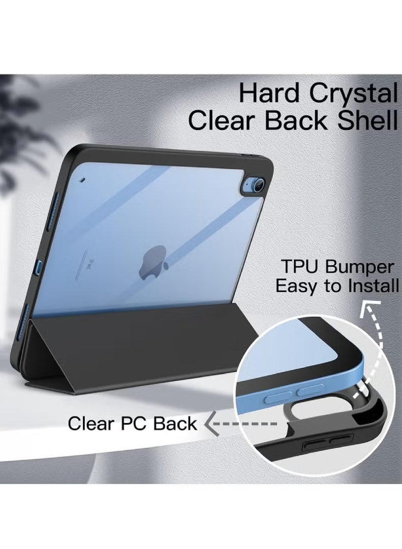 روك بو حافظة لجهاز iPad 11th A16 11 بوصة 2025 حافظة لجهاز iPad 10th 10.9 بوصة 2022 غطاء خلفي شفاف شفاف مع حامل قلم رصاص وغطاء حافظة مع خاصية السكون/التنشيط التلقائي - Image 5