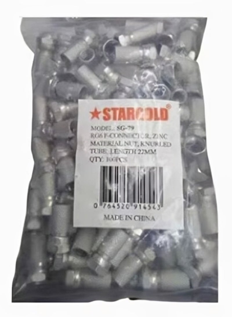 Stargold 100 Pieces RG6 Compression Connectors Waterproof for Satellite TV Coaxial Cable  - Image 1