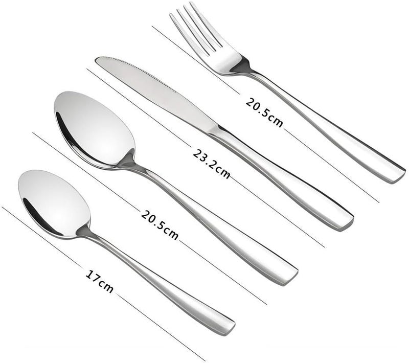 MYTHOS 24 Piece Cutlery Set Stainless Steel Flatware Service for 6 Tableware Silverware Set with Fork Knife Spoon for Home Restaurant Mirror Polished Dishwasher Safe Silver Set of 24 - Image 2