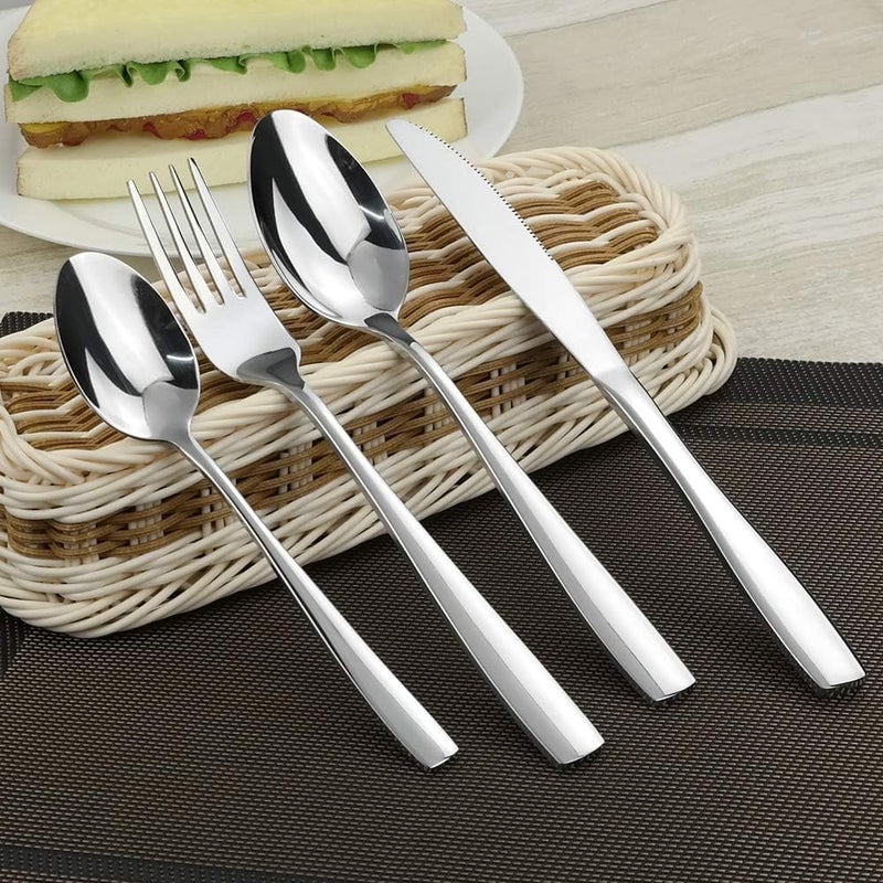 MYTHOS 24 Piece Cutlery Set Stainless Steel Flatware Service for 6 Tableware Silverware Set with Fork Knife Spoon for Home Restaurant Mirror Polished Dishwasher Safe Silver Set of 24 - Image 5