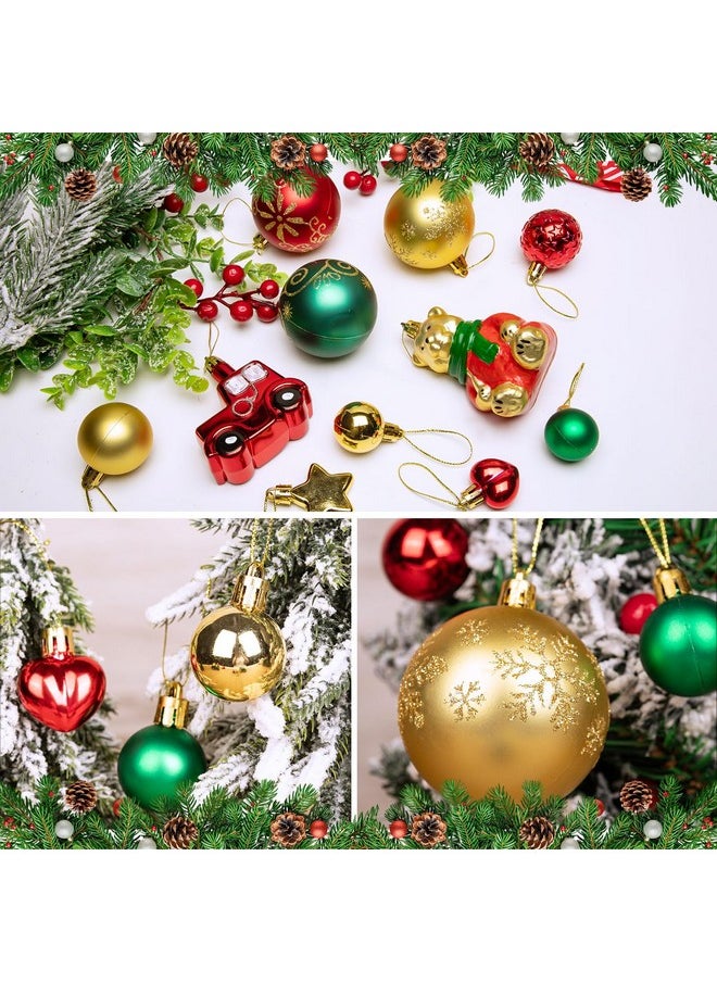 FFNIU 72Pcs Christmas Tree Ornaments Balls, Shatterproof Christmas Balls with Bears, Lights, Stars for Christmas Tree Home Office Decor Present for Christmas Party Wedding  - Image 2