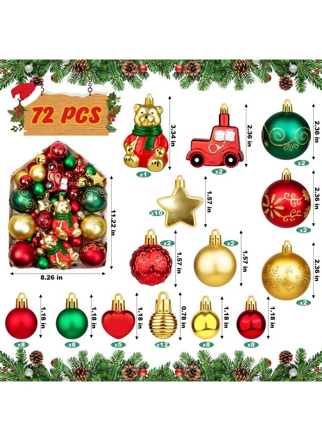FFNIU 72Pcs Christmas Tree Ornaments Balls, Shatterproof Christmas Balls with Bears, Lights, Stars for Christmas Tree Home Office Decor Present for Christmas Party Wedding  - Image 4