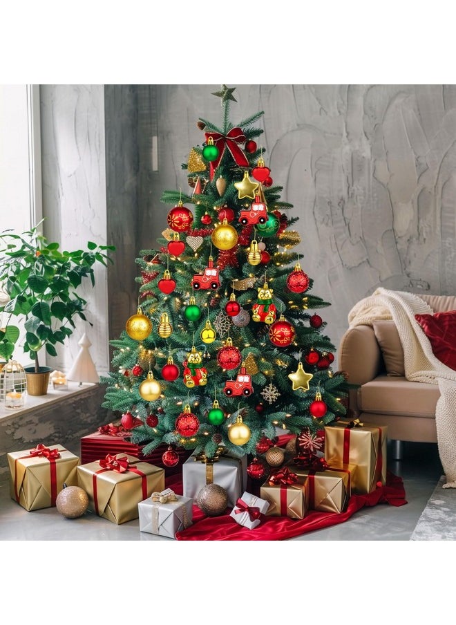 FFNIU 72Pcs Christmas Tree Ornaments Balls, Shatterproof Christmas Balls with Bears, Lights, Stars for Christmas Tree Home Office Decor Present for Christmas Party Wedding  - Image 5