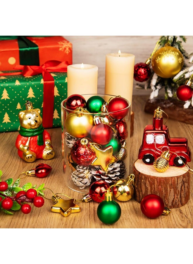FFNIU 72Pcs Christmas Tree Ornaments Balls, Shatterproof Christmas Balls with Bears, Lights, Stars for Christmas Tree Home Office Decor Present for Christmas Party Wedding  - Image 3