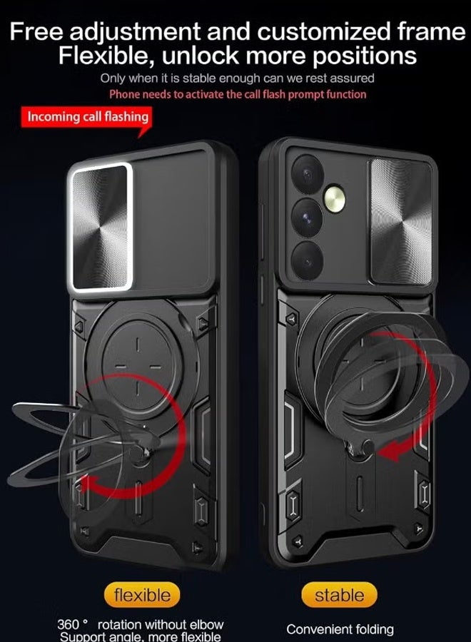 TSYO For Samsung Galaxy S23Ultra 5G Case, Samsung S23Ultra Cover with Slide Camera Cover, Heavy Duty Shockproof Durable Protective Phone Cover Case with Round Ring Kickstand for Galaxy S23Ultra, Black - Image 3