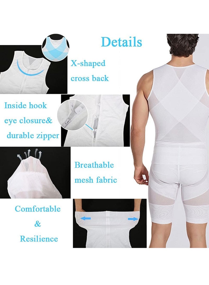SOLARAE Men's Slimming Body Shaper Compression Shirt - Mesh Vest with Side Hook, Tummy Tightening Tank Top, Slim Fit Shapewea - Image 4