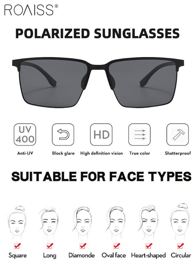 roaiss Men's Polarized Rectangular Sunglasses, UV400 Protection Sun Glasses, Fashion Anti-glare Sun Shades, Suitable for Men Driving, Fishing, Traveling, 59mm - Image 4