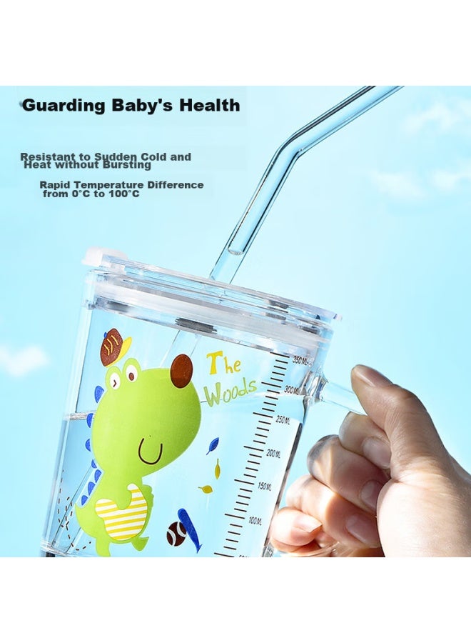 Cookss Children's Milk Cup, Glass Cup For Home Use, Drinking Cup With Scale, Straw Cup, Baby Formula Mixing Cup, Unicorn Design - Image 3