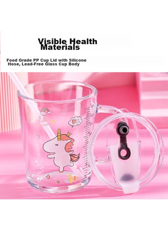 Cookss Children's Milk Cup, Glass Cup For Home Use, Drinking Cup With Scale, Straw Cup, Baby Formula Mixing Cup, Unicorn Design - Image 5